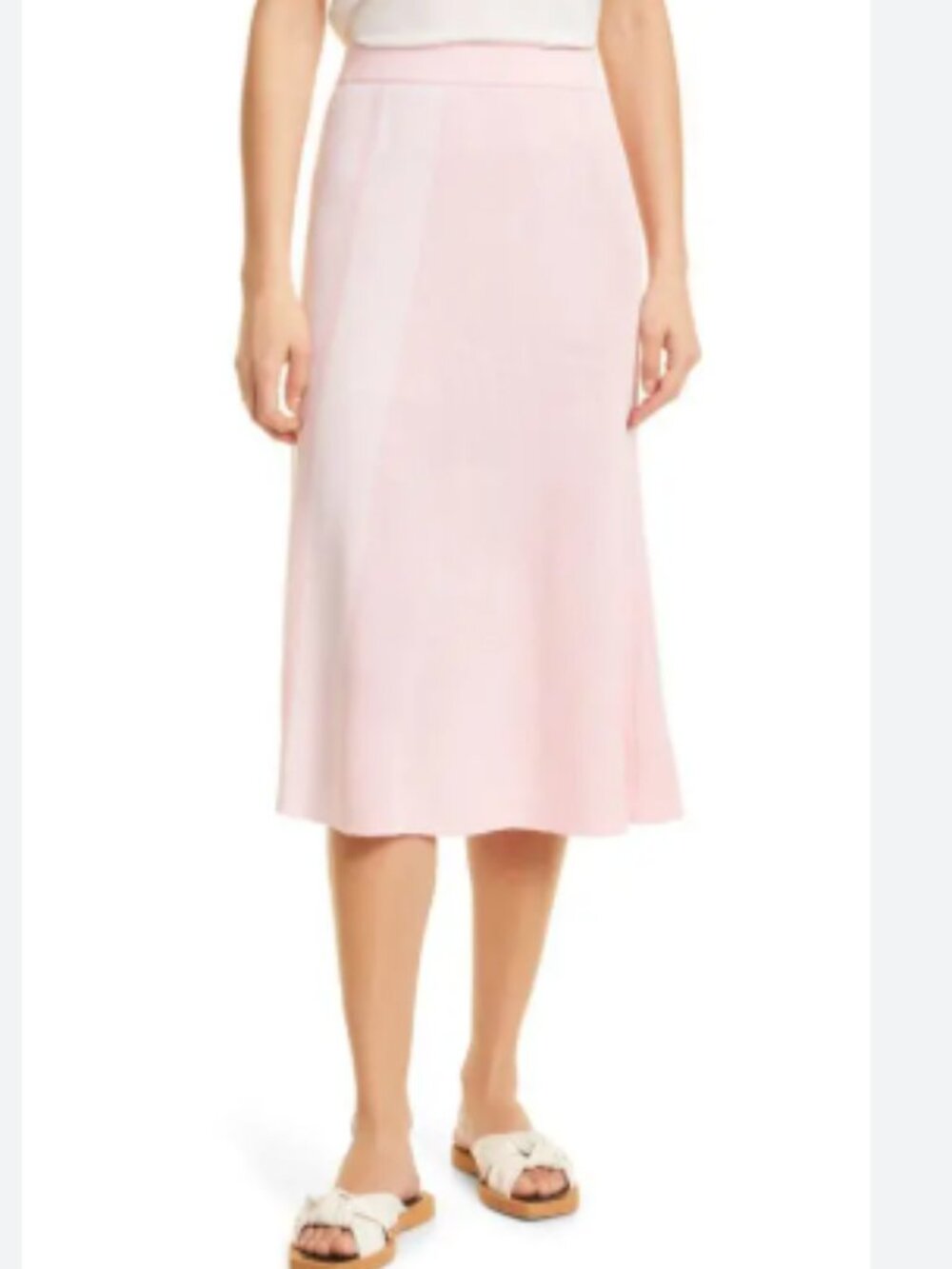 Misook Pink Block Tonal Stripe Stretch Knit A-Line Knit Skirt S